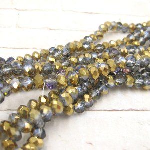 Gray Gold Crystal 6x4mm Rondelle Beads Jewelry Making Supplies Strand